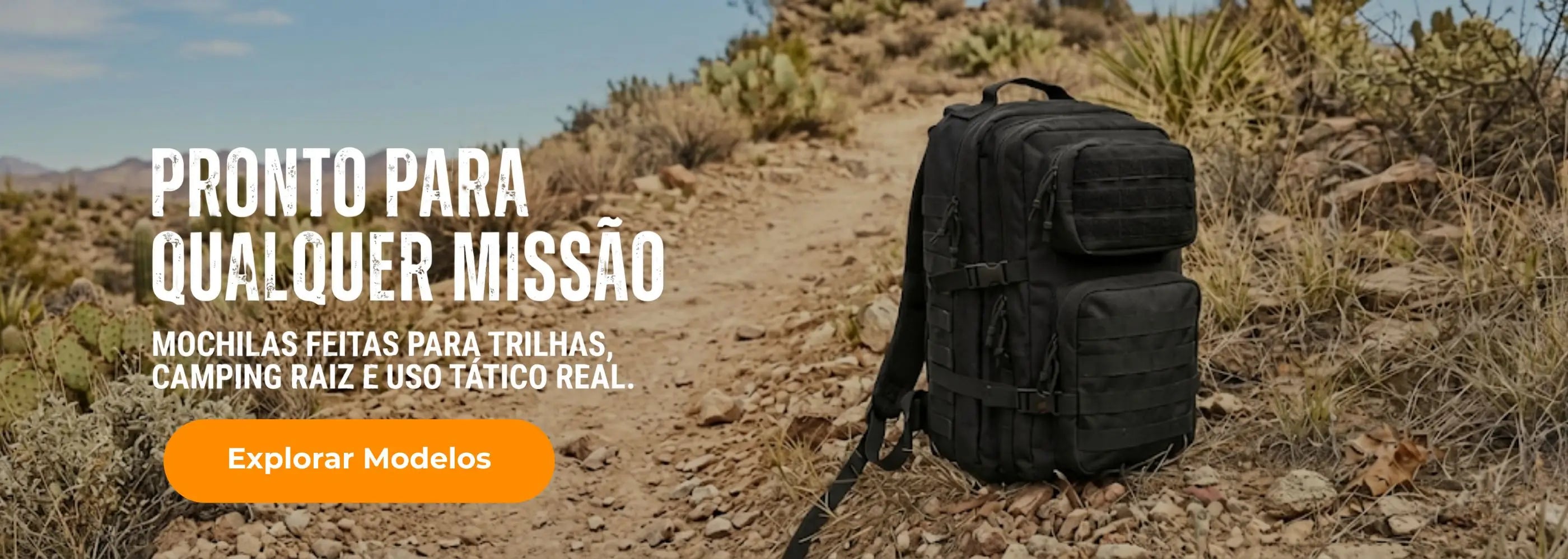 Mochila militar com tecido reforçado para camping, viagens e uso diário.