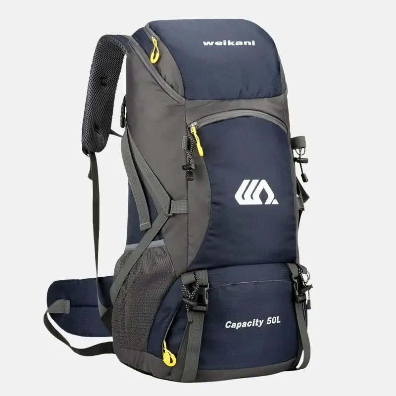 Mochila para trilha Expedição Crosbel azul-marinho de 50 litros resistente para camping e viagens