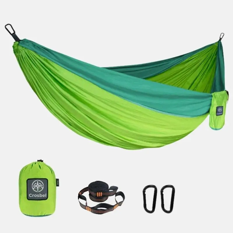 Rede de descanso portátil Igarapé Crosbel verde-claro resistente com cinta, mosquetões e bolsa