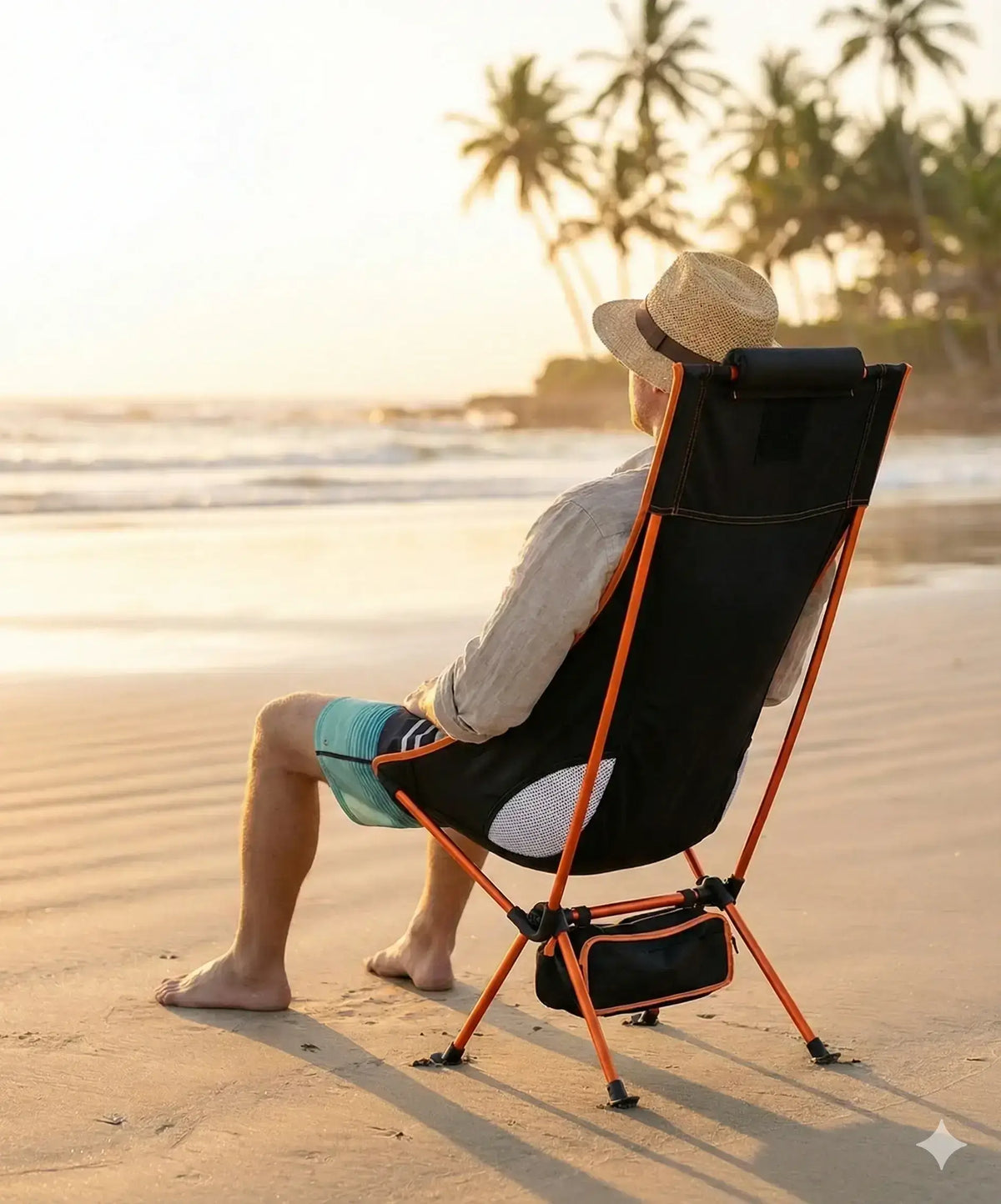 Cadeira de Praia com encosto confortável acolchoado. 