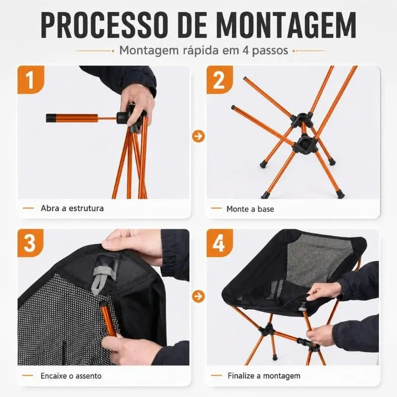 Cadeira dobrável de camping Kokama Crosbel com montagem rápida em quatro passos