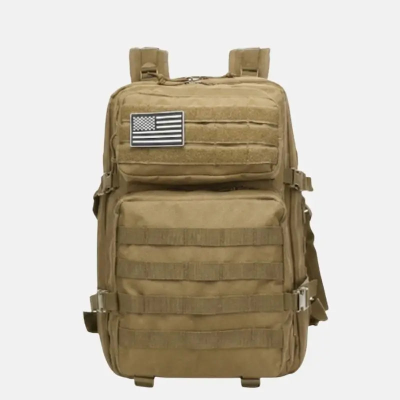 Mochila militar tática Brave Crosbel bege resistente com sistema MOLLE e bolsos organizadores
