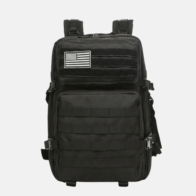 Mochila militar tática Brave Crosbel preta resistente com sistema MOLLE e bolsos organizadores