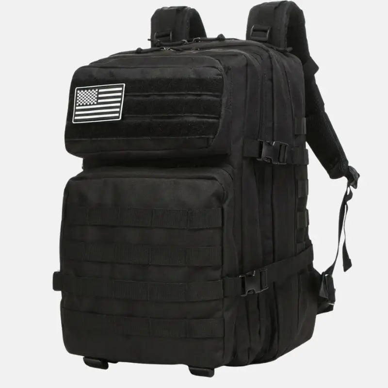 Mochila militar tática Brave Crosbel preta resistente com estrutura compacta e sistema MOLLE