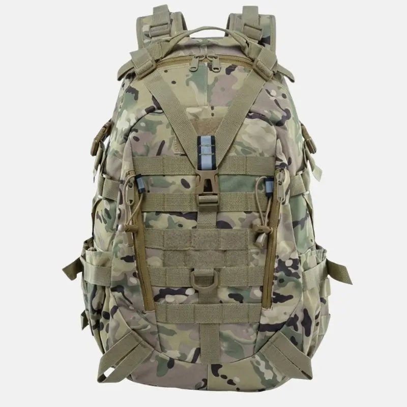 Mochila militar tática Sentinela Crosbel camuflada resistente com sistema MOLLE e ajuste ergonômico