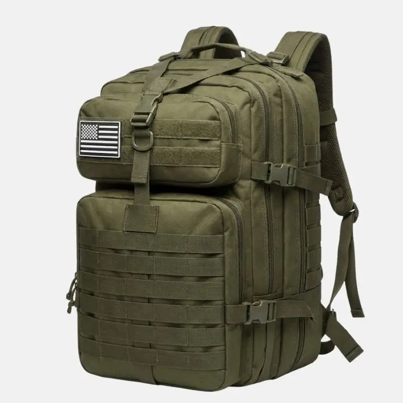 Mochila militar tática Warrior Crosbel verde-oliva resistente com sistema MOLLE e bolsos organizadores
