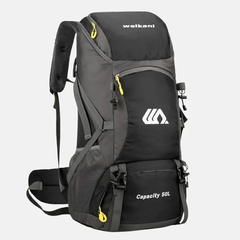 Mochila para trilha Expedição Crosbel preta de 50 litros resistente para camping e viagens