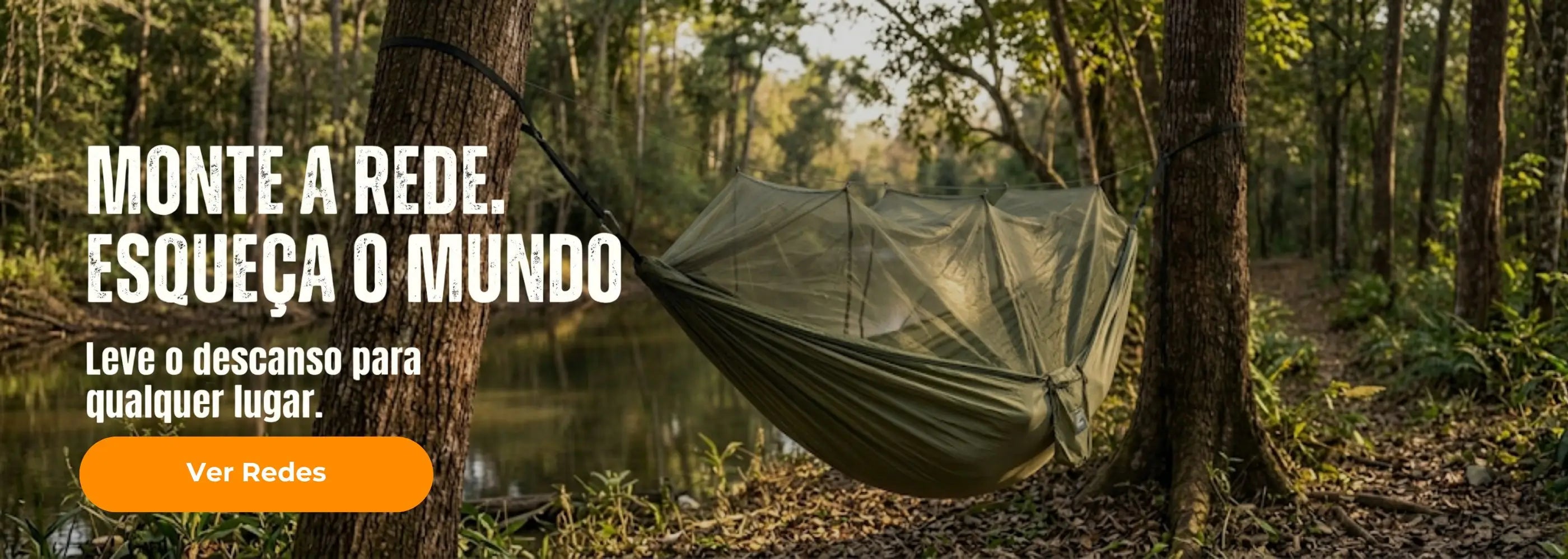 Rede de descanso confortável em tecido resistente para camping, varanda e jardim.
